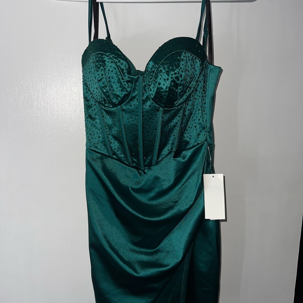 B Darlin Strapless Dark Green Dress